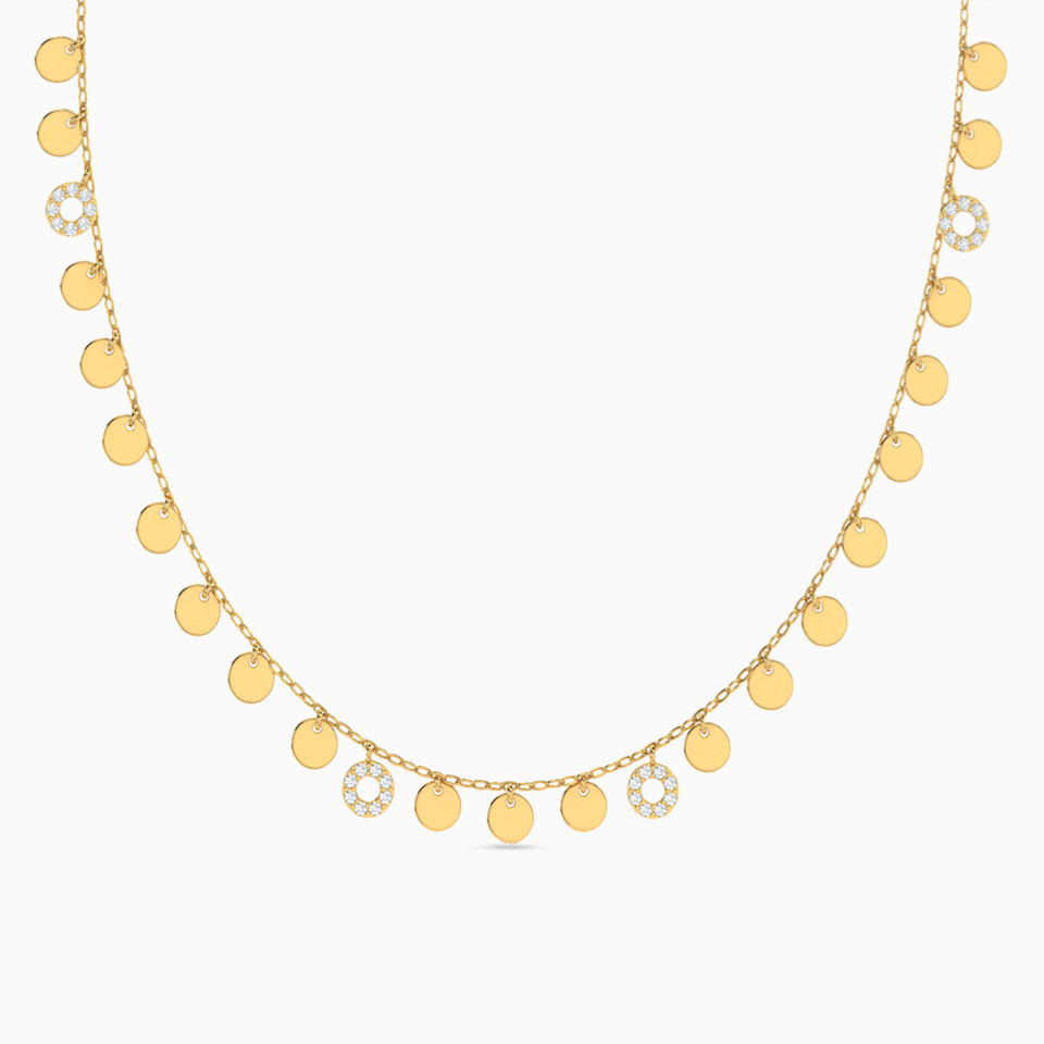 Circle Cubic Zirconia Chain Necklace in 21K Gold Circle Cubic Zirconia Chain Necklace in 21K Gold