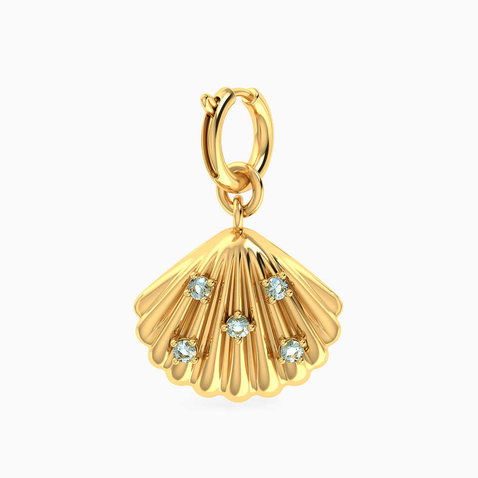 Seashell Green Stones Charm in 18K Gold - 2 Seashell Green Stones Charm in 18K Gold - 2