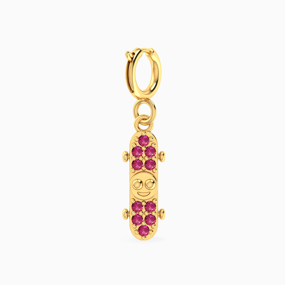 Skateboard Rose Stone Charm in 18K Gold - 2 Skateboard Rose Stone Charm in 18K Gold - 2