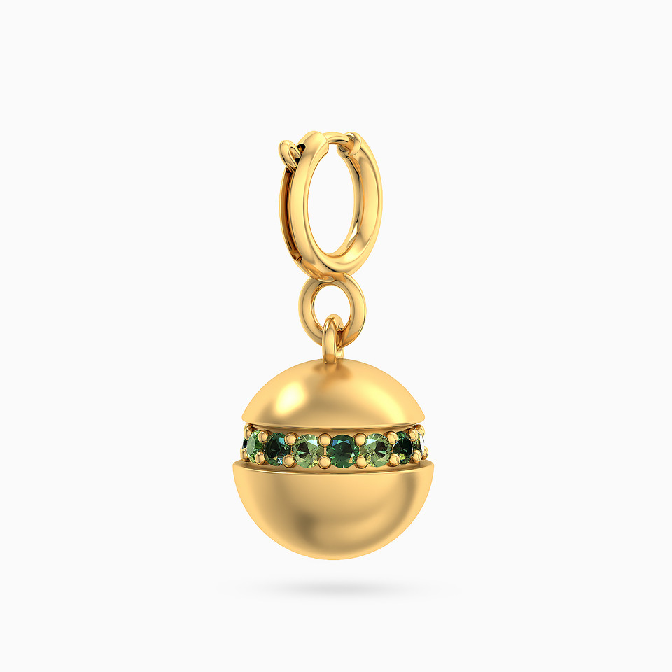 Circle Green Stones Charm in 18K Gold - 2 Circle Green Stones Charm in 18K Gold - 2