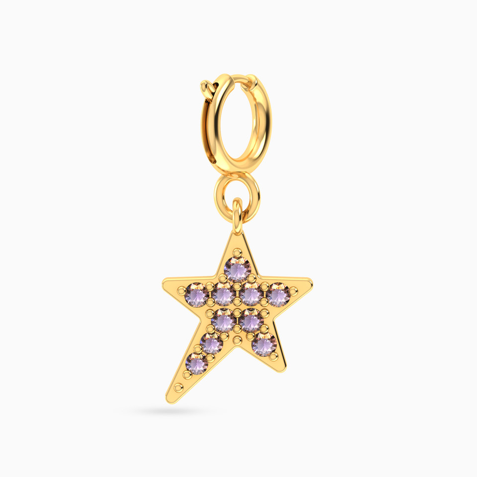 Star Purple Stone Charm in 18K Gold - 2 Star Purple Stone Charm in 18K Gold - 2