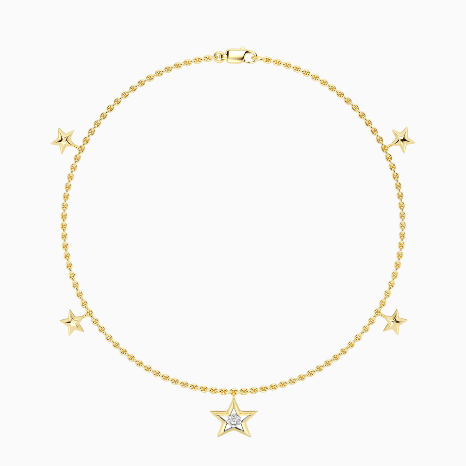 Star Lab Grown Diamonds Gold Plated Chain Anklet Star Lab Grown Diamonds Gold Plated Chain Anklet