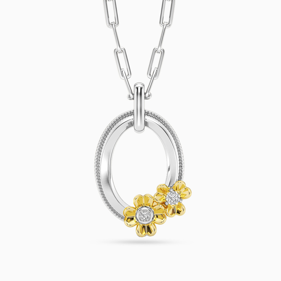 Circle Lab Grown Diamonds Sterling Silver Necklace Circle Lab Grown Diamonds Sterling Silver Necklace