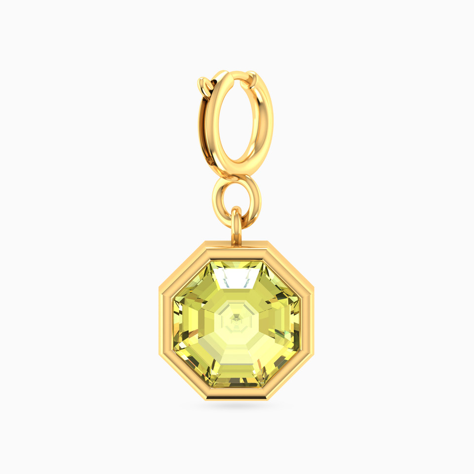 Octagon Green Stones Charm in 18K Gold - 2 Octagon Green Stones Charm in 18K Gold - 2