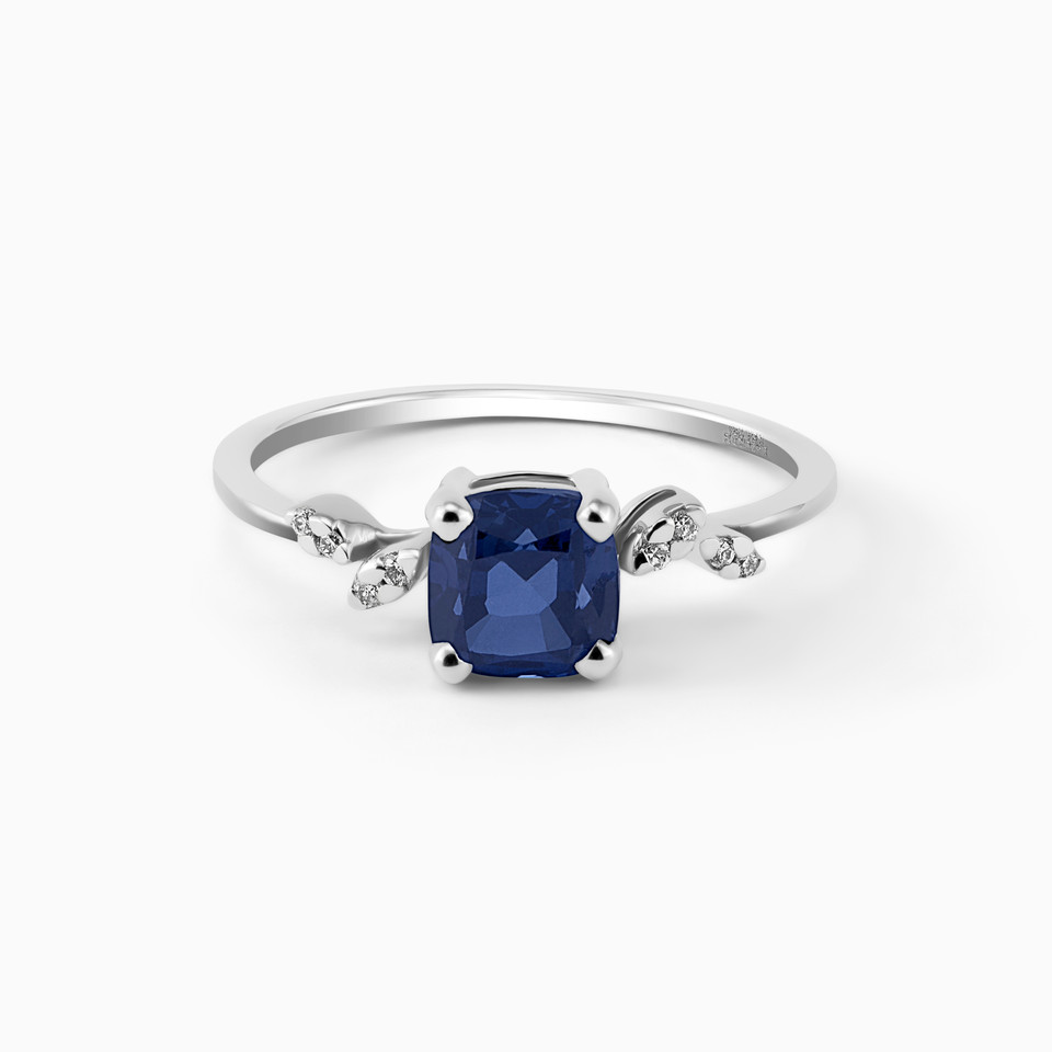 Circle Diamond & Blue Stone Ring in 18K Gold Circle Diamond & Blue Stone Ring in 18K Gold