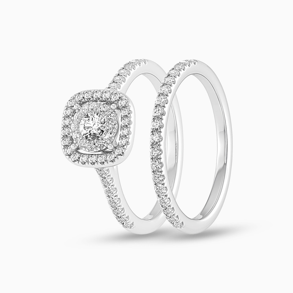 Square Diamond Twin Rings in 18K Gold - 2 Square Diamond Twin Rings in 18K Gold - 2