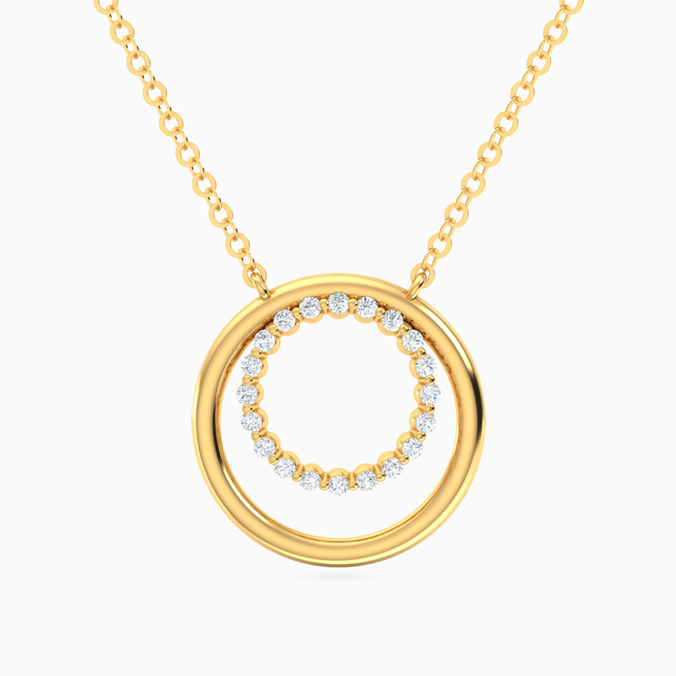Circular Cubic Zirconia Necklace in 18K Gold Circular Cubic Zirconia Necklace in 18K Gold