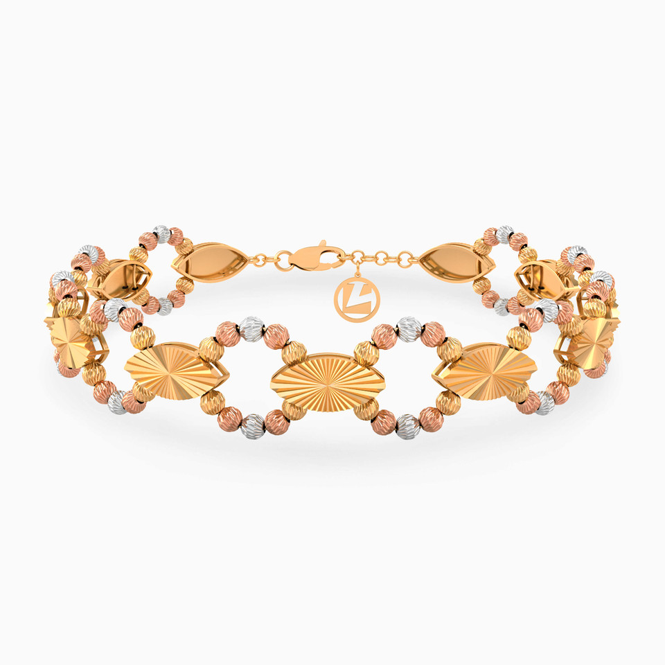 Multi-shaped Cubic Zirconia Chain Bracelet in 21K Gold Multi-shaped Cubic Zirconia Chain Bracelet in 21K Gold