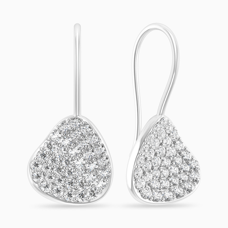 Triangle Diamond Drop Earrings in 18K Gold - 2 Triangle Diamond Drop Earrings in 18K Gold - 2