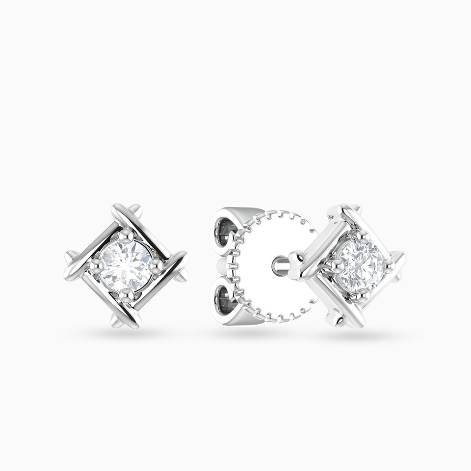 أقراط ألماس صغيرة شكل مربع ذهب عيار 18 قيراط أقراط ألماس صغيرة شكل مربع ذهب عيار 18 قيراط
