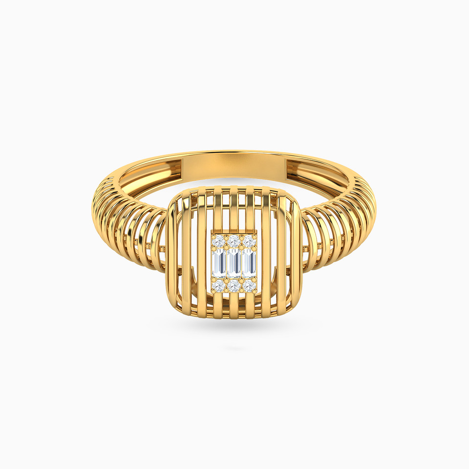 Square Cubic Zirconia Ring in 21K Gold Square Cubic Zirconia Ring in 21K Gold
