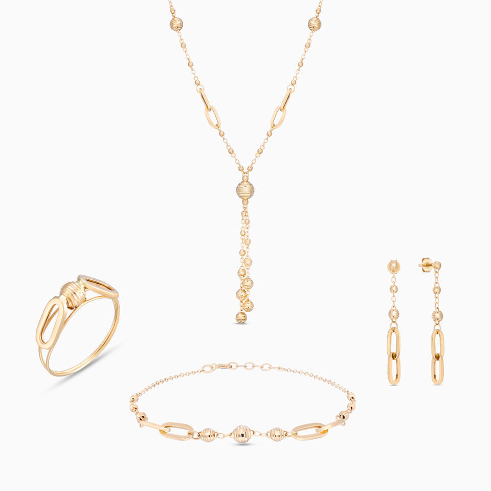 Multishaped Beads Jewelry Set in 21K Gold Multishaped Beads Jewelry Set in 21K Gold
