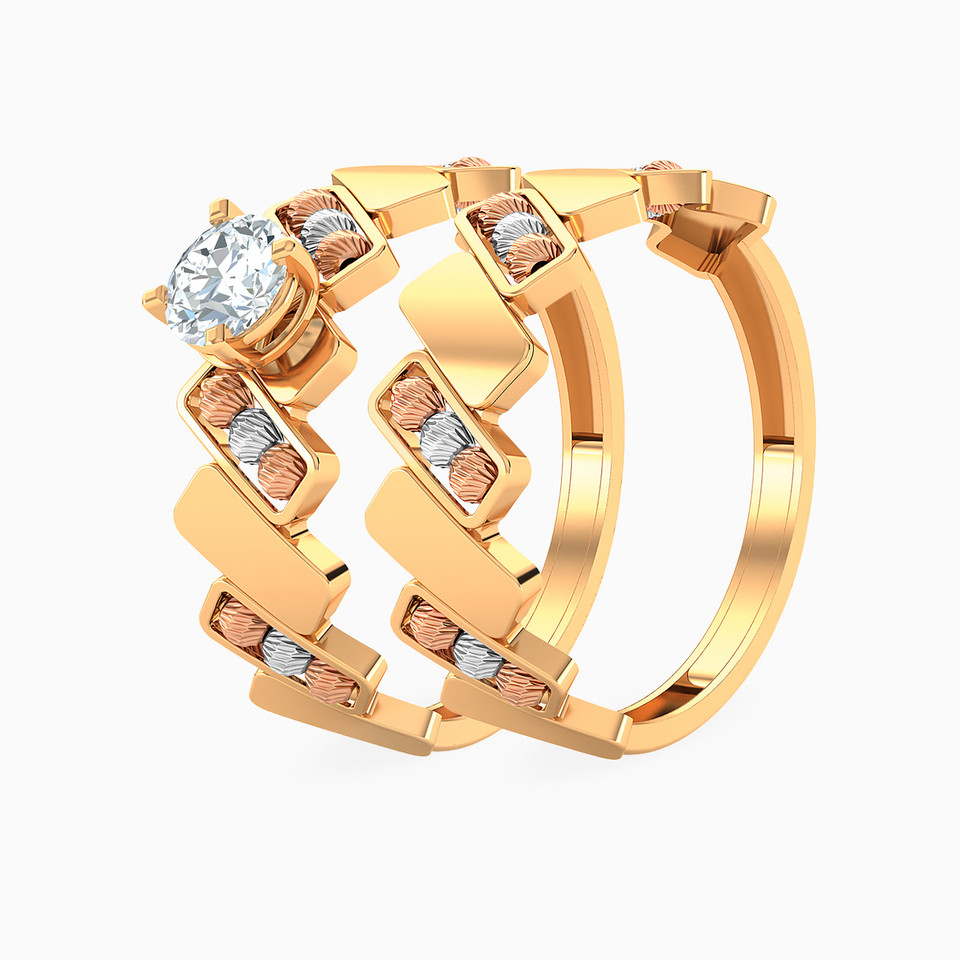 Rectangles Cubic Zirconia Twin Rings in 21K Gold Rectangles Cubic Zirconia Twin Rings in 21K Gold