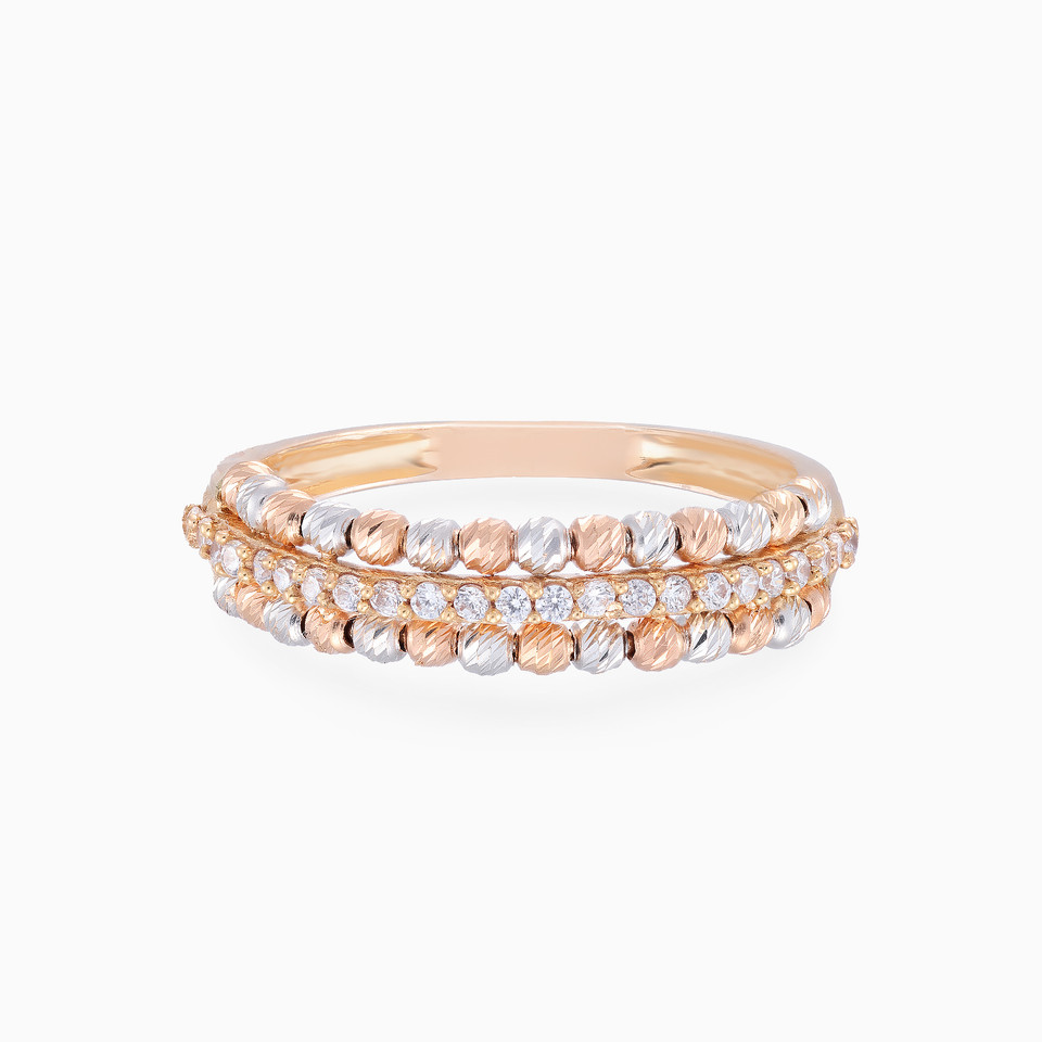 Gold beads Cubic Zirconia Ring in 21K Gold Gold beads Cubic Zirconia Ring in 21K Gold