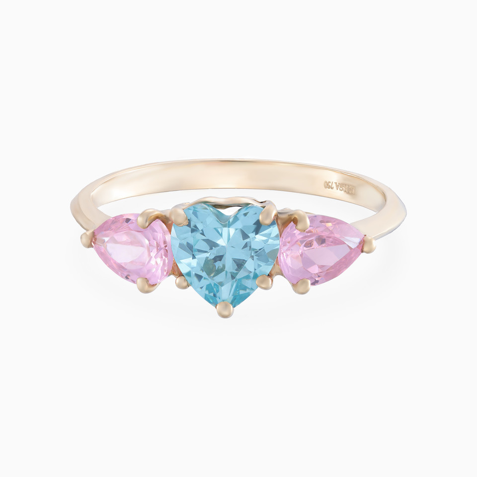 Heart Aqua Blue Stone Ring in 18K Gold Heart Aqua Blue Stone Ring in 18K Gold
