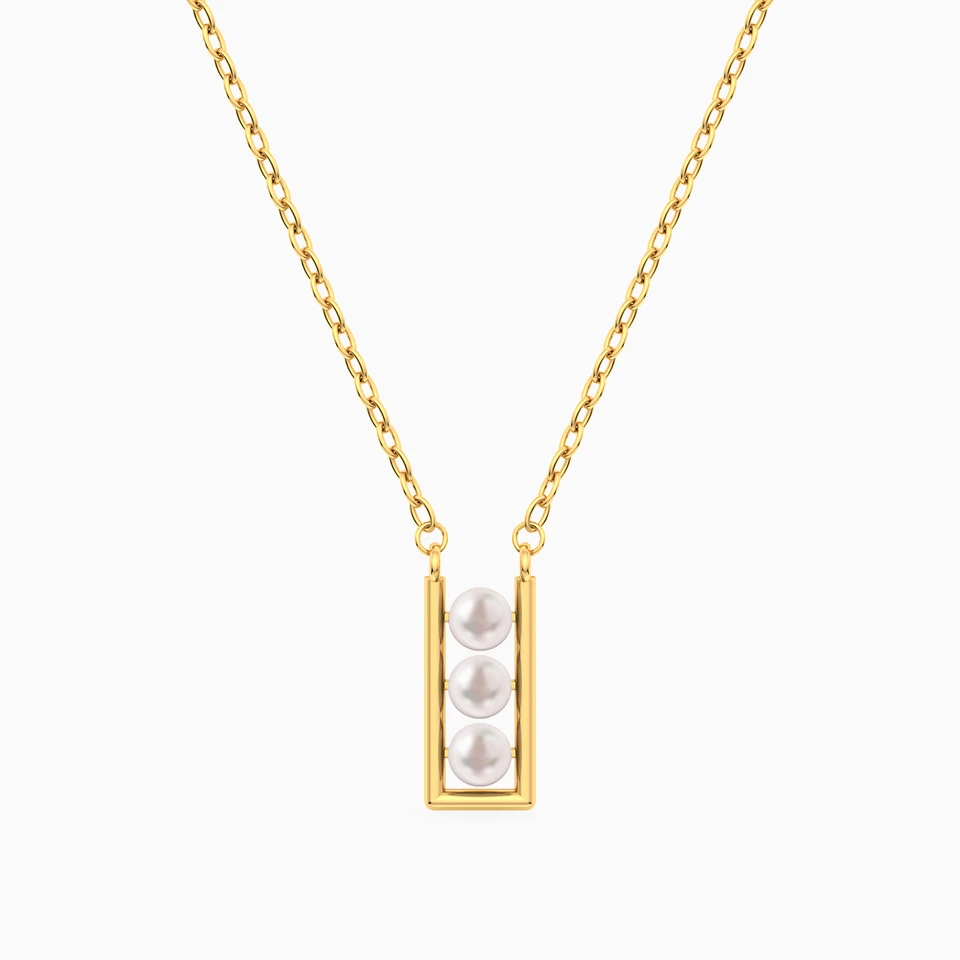 Vertical Rectangle Pearl Necklace in 18K Gold Vertical Rectangle Pearl Necklace in 18K Gold