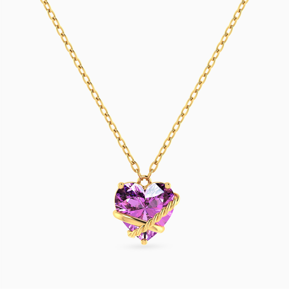 Heart Pink Stone Necklace In 18K Gold Heart Pink Stone Necklace In 18K Gold