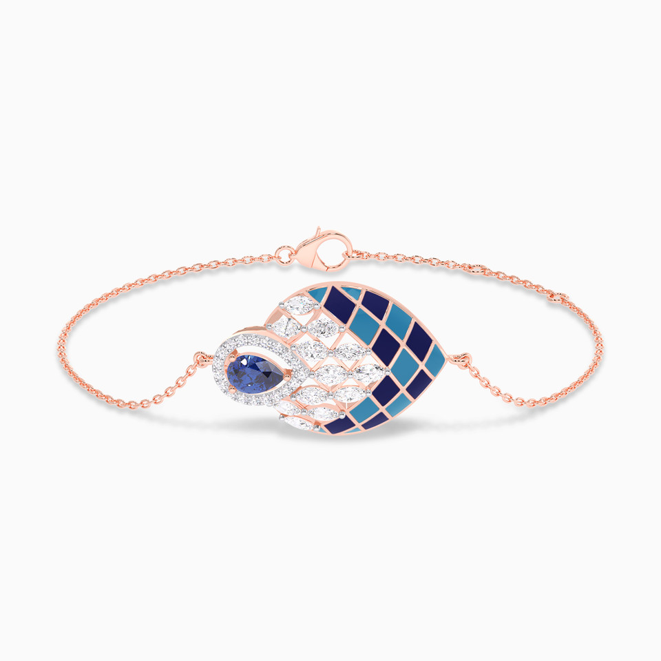 Enamel Coating & Diamond Chain Bracelet In 18K Gold - 2 Enamel Coating & Diamond Chain Bracelet In 18K Gold - 2
