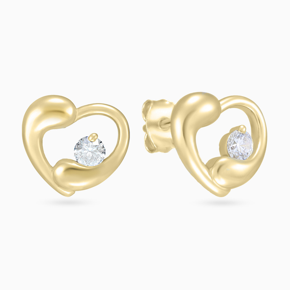 Heart Clear Stone Gold Plated Stud Earrings Heart Clear Stone Gold Plated Stud Earrings