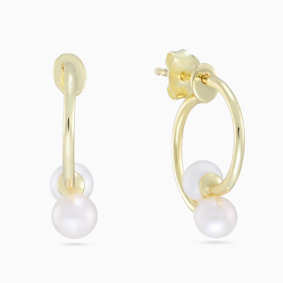 Dropped Pearl Gold Plated Hoop Earrings Dropped Pearl Gold Plated Hoop Earrings