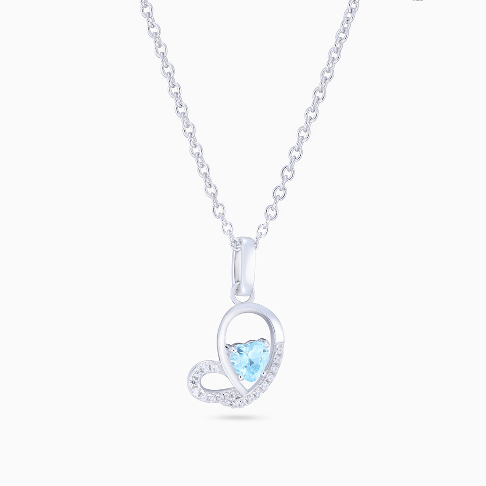 Heart Aqua Blue Stone Sterling Silver Necklace Heart Aqua Blue Stone Sterling Silver Necklace