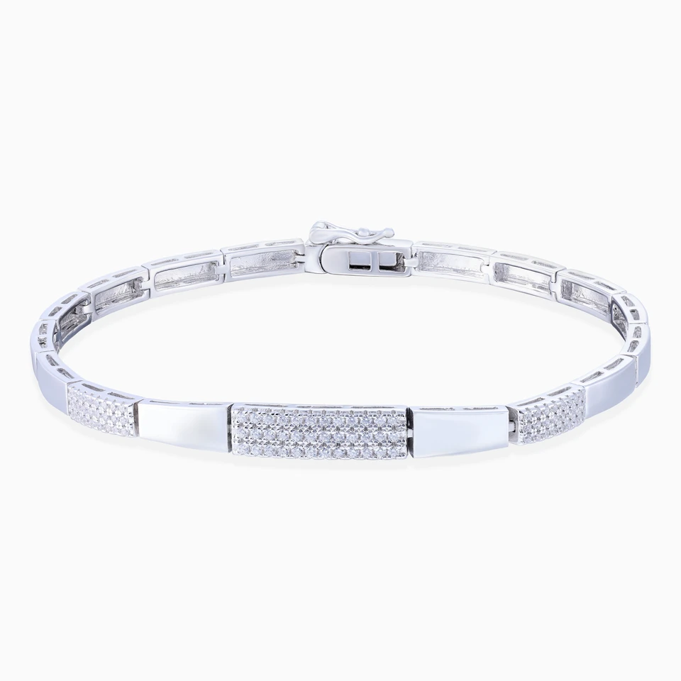 Clear Stone Sterling Silver Chain Bracelet Clear Stone Sterling Silver Chain Bracelet