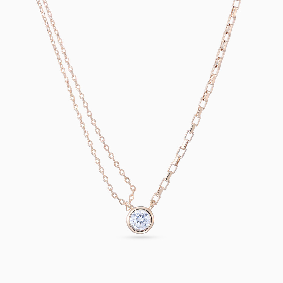 Circle Cubic Zirconia Gold Plated Layered Necklace Circle Cubic Zirconia Gold Plated Layered Necklace