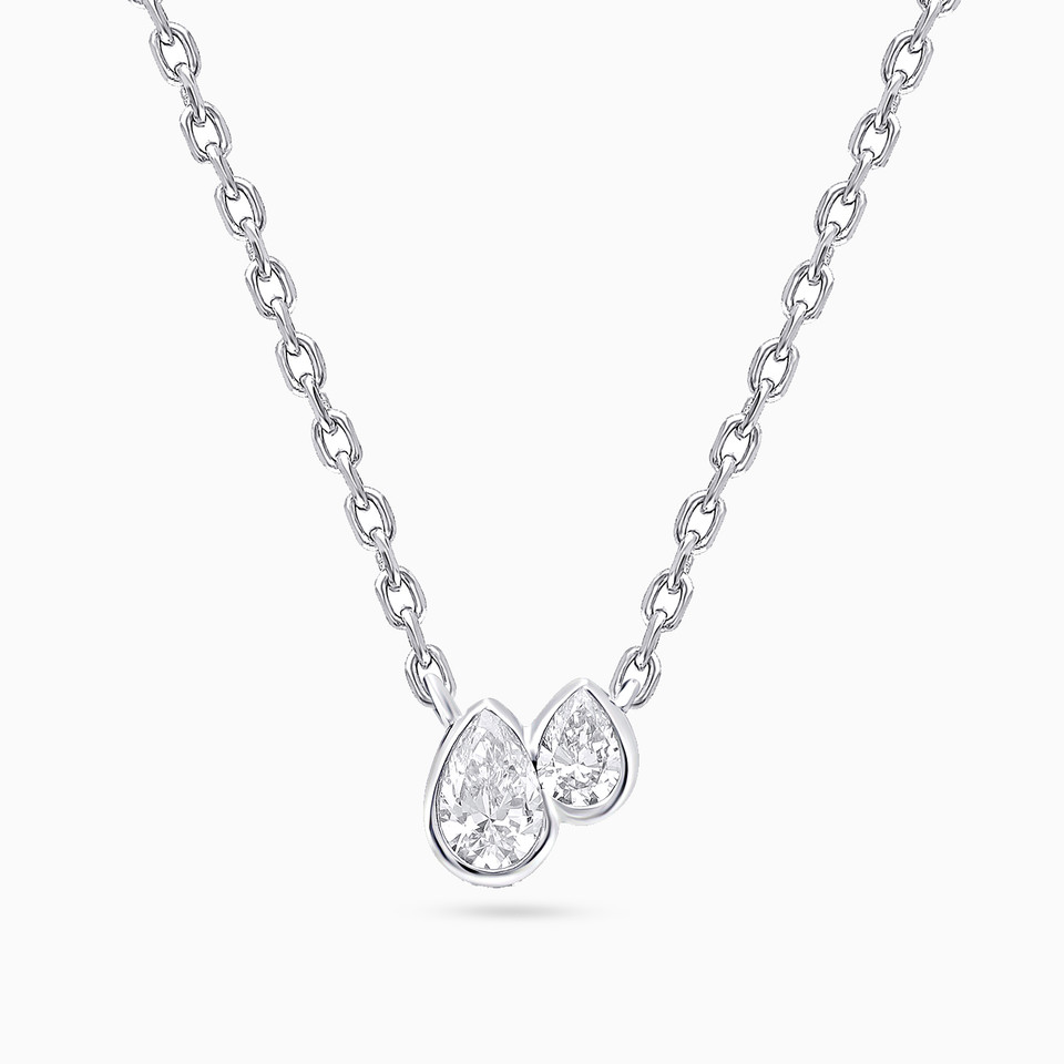 Two Drops Lab Grown Diamond Sterling Silver Necklace Two Drops Lab Grown Diamond Sterling Silver Necklace