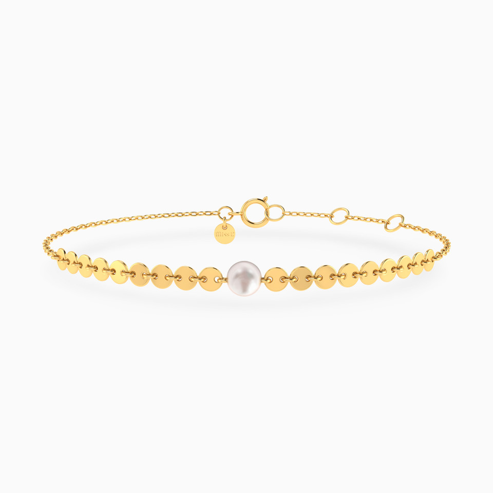 Oval Motifs Pearl Chain Bracelet In 18K Gold Oval Motifs Pearl Chain Bracelet In 18K Gold