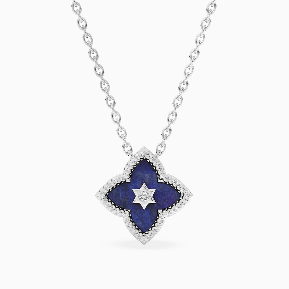 Flower Lab Grown Diamonds Sterling Silver Necklace Flower Lab Grown Diamonds Sterling Silver Necklace