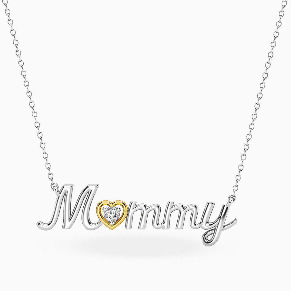 (Mommy) word Lab Grown Diamonds Sterling Silver Necklace (Mommy) word Lab Grown Diamonds Sterling Silver Necklace