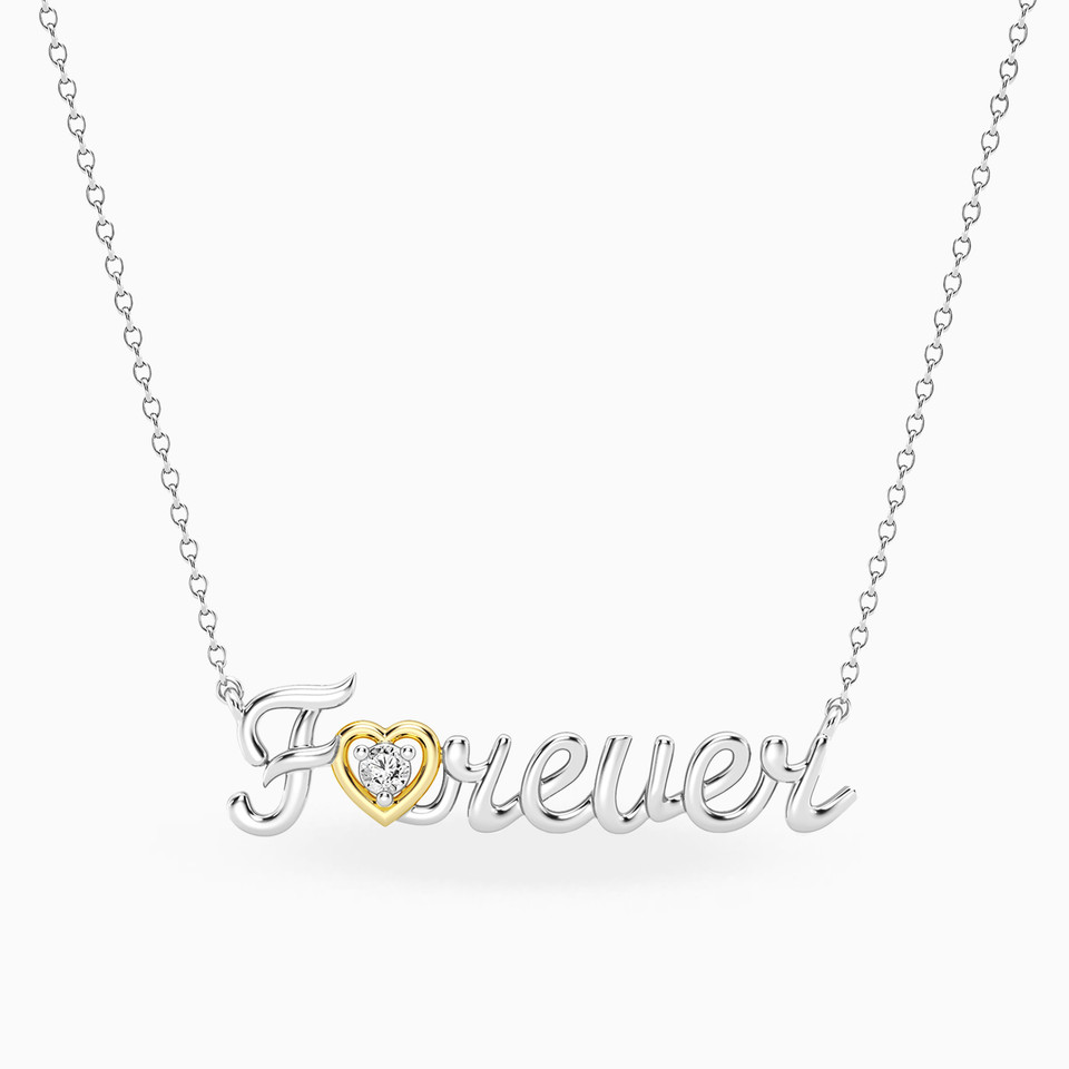 (Forever) word Lab Grown Diamonds Sterling Silver Necklace (Forever) word Lab Grown Diamonds Sterling Silver Necklace
