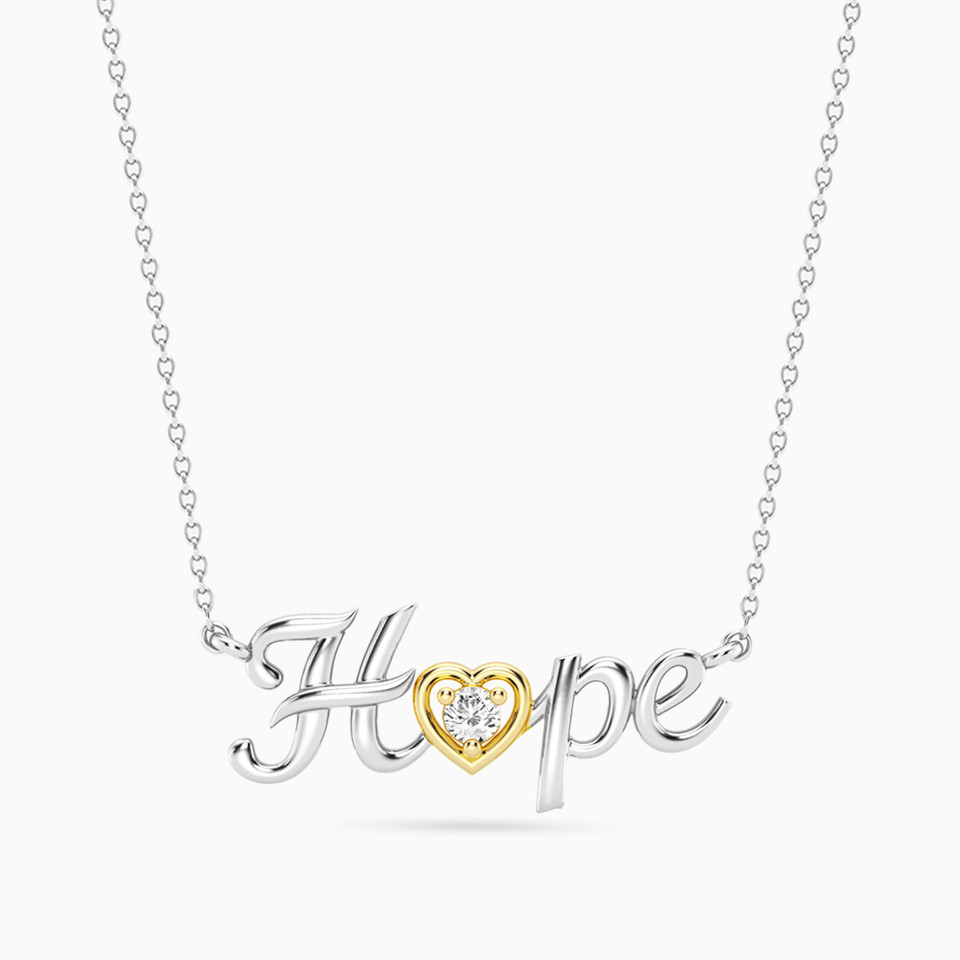 (Hope) word Lab Grown Diamonds Sterling Silver Necklace (Hope) word Lab Grown Diamonds Sterling Silver Necklace