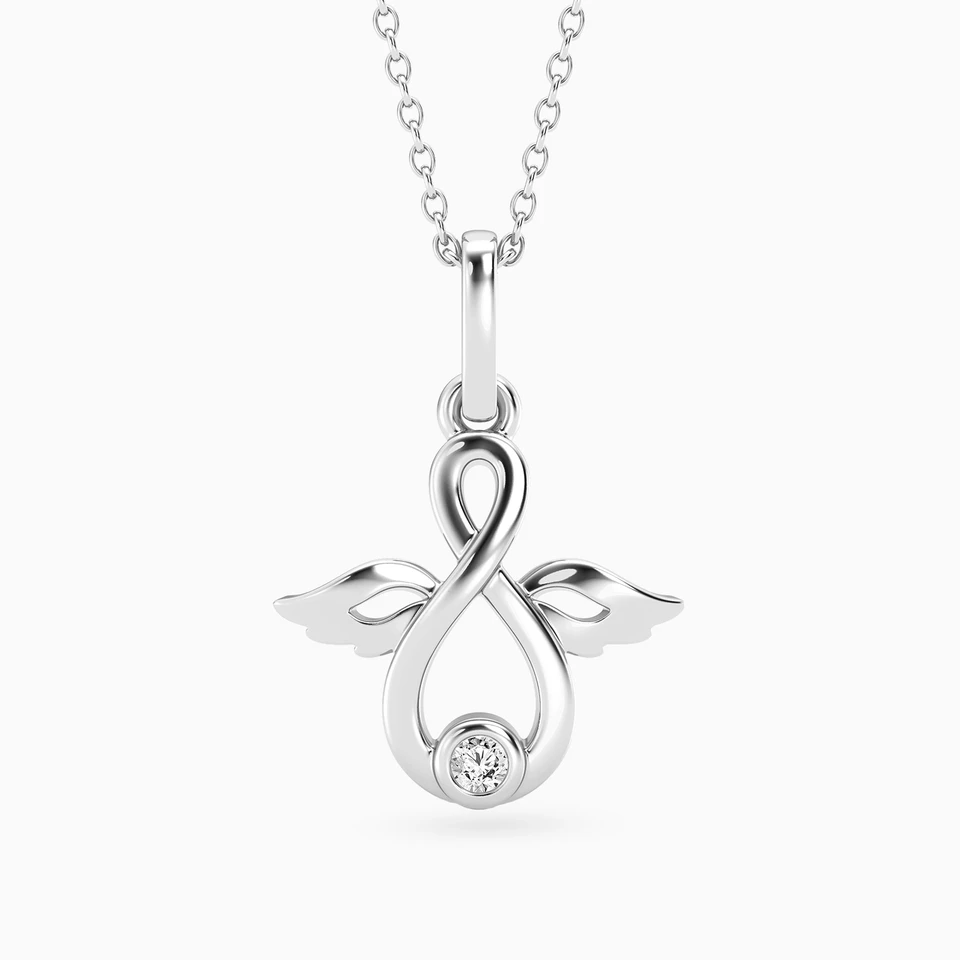 Winged Infinity Lab Grown Diamonds Sterling Silver Necklace Winged Infinity Lab Grown Diamonds Sterling Silver Necklace