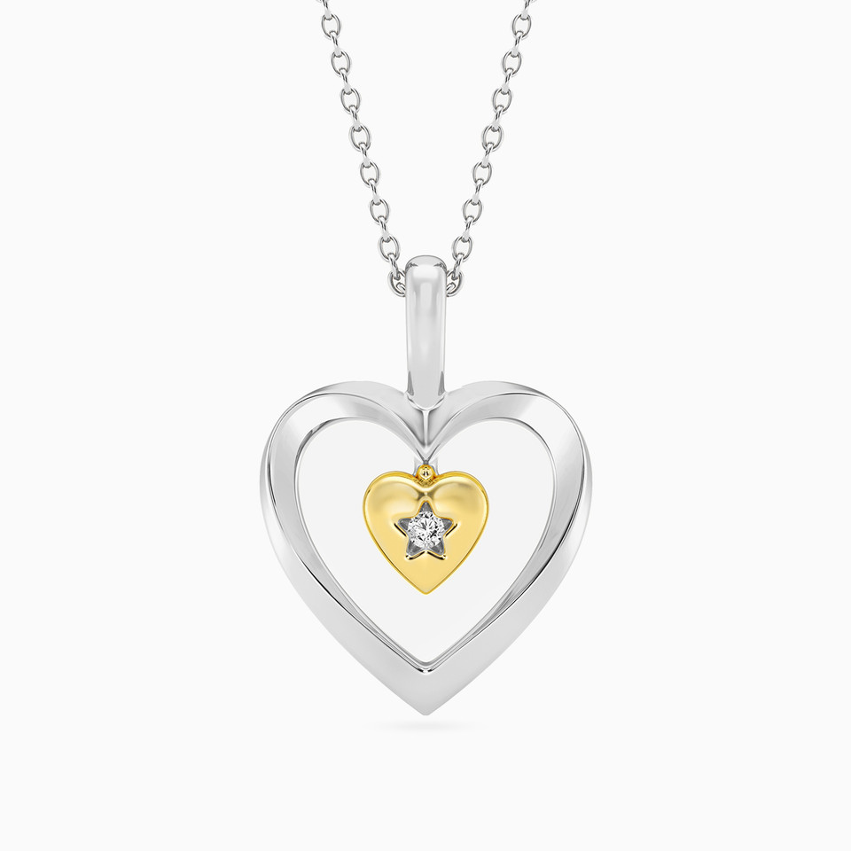 Double Hearts Lab Grown Diamonds Sterling Silver Necklace Double Hearts Lab Grown Diamonds Sterling Silver Necklace