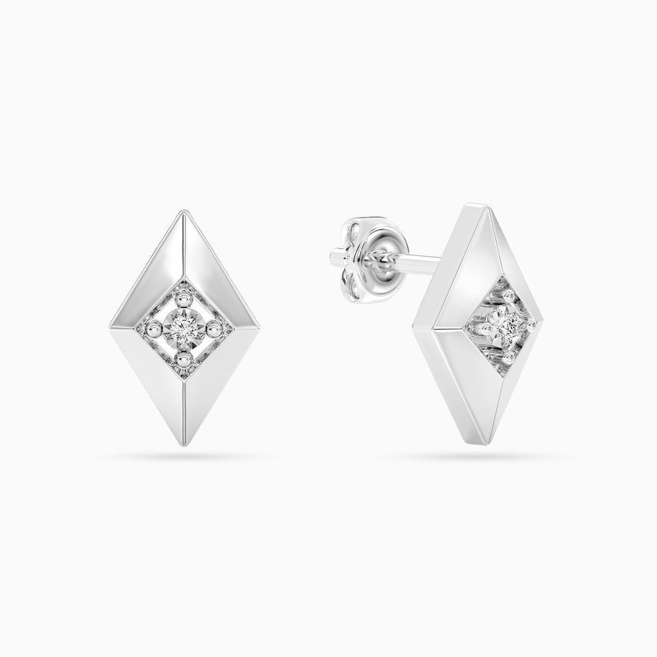Lozenge Lab Grown Diamonds Sterling Silver Stud Earrings Lozenge Lab Grown Diamonds Sterling Silver Stud Earrings