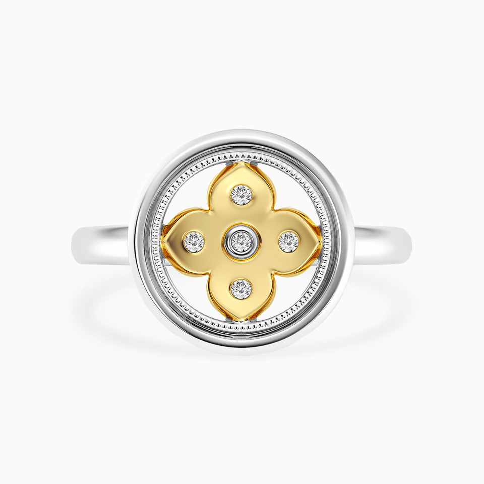 Round Floral Lab Grown Diamonds Sterling Silver Ring Round Floral Lab Grown Diamonds Sterling Silver Ring
