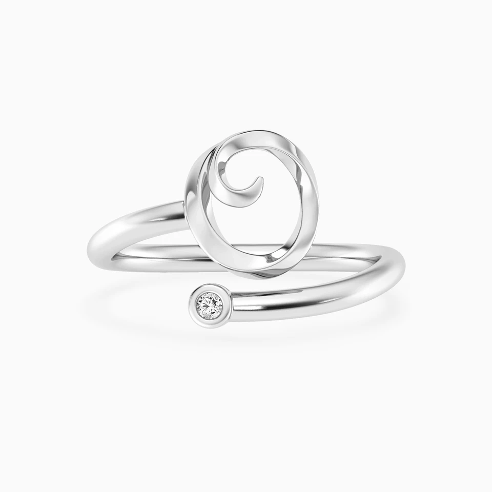Letter (O) Lab Grown Diamonds Sterling Silver Ring Letter (O) Lab Grown Diamonds Sterling Silver Ring