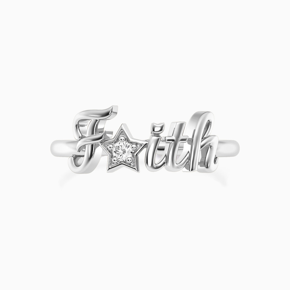 (Faith) Word Lab Grown Diamonds Sterling Silver Ring (Faith) Word Lab Grown Diamonds Sterling Silver Ring