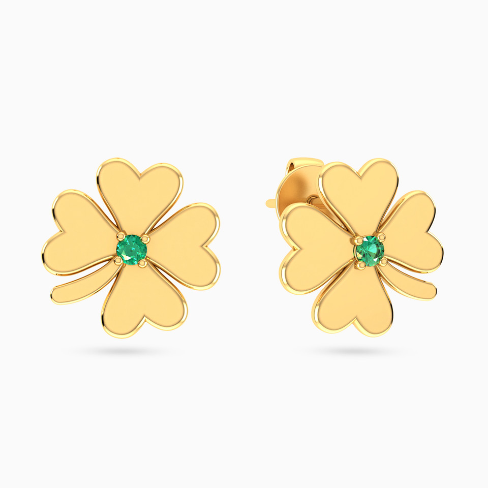 Clover Green Stone Earrings In 18K Gold Clover Green Stone Earrings In 18K Gold