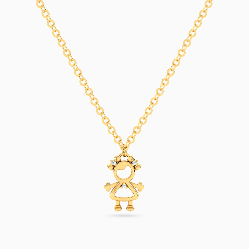 Kids Little Girl Diamond Necklace In 18K Gold Kids Little Girl Diamond Necklace In 18K Gold