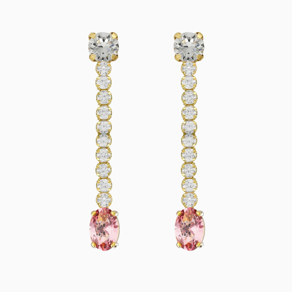 Oval Drop Pink Stone Gold Plated Drop Earrings Oval Drop Pink Stone Gold Plated Drop Earrings