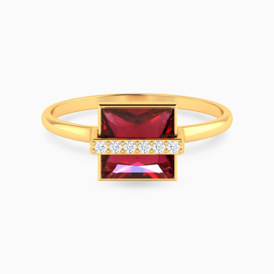 Square Red Stone Ring in 18K Gold Square Red Stone Ring in 18K Gold