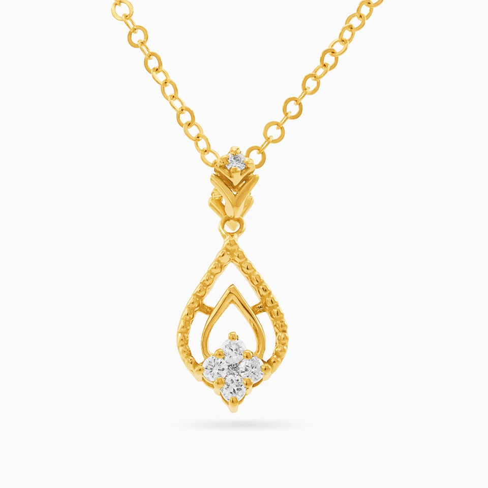 سلسلة ذهب شكل قطرة عيار 18 قيراط مزينة بالألماس سلسلة ذهب شكل قطرة عيار 18 قيراط مزينة بالألماس