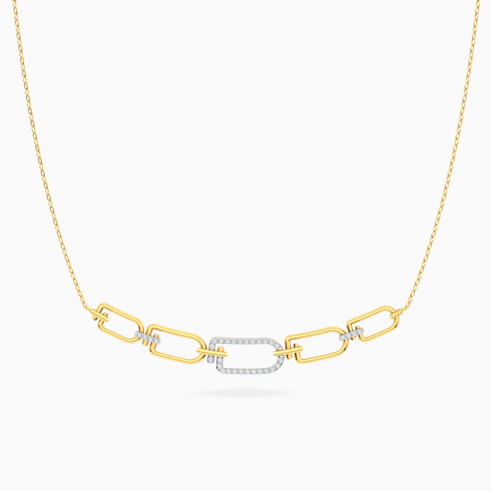 Row of Paperclip Diamond Necklace in 18K Gold Row of Paperclip Diamond Necklace in 18K Gold