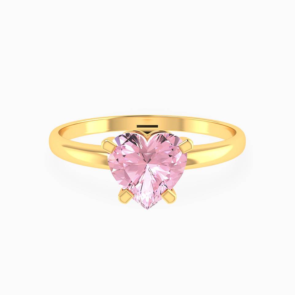 Heart Light Pink Stone Ring in 18K Gold Heart Light Pink Stone Ring in 18K Gold