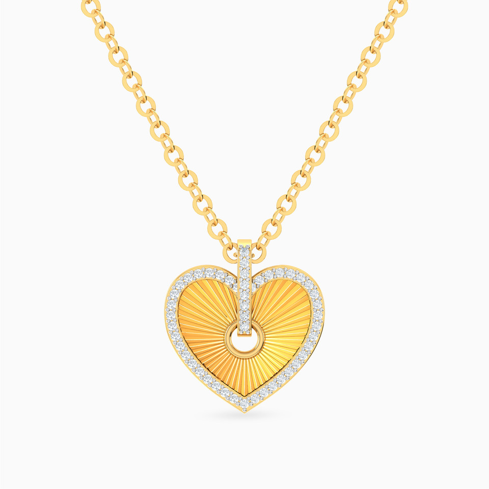 Texutred Heart Diamond Necklace in 18K Gold Texutred Heart Diamond Necklace in 18K Gold