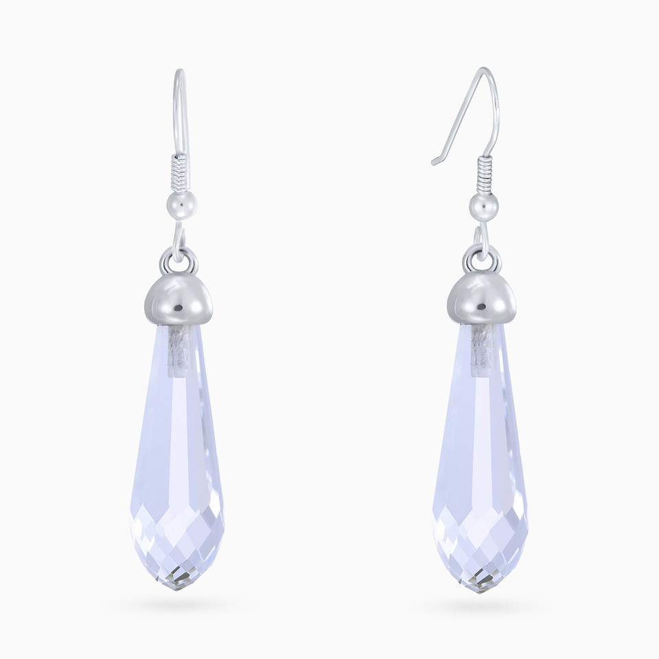 Crystal Light Blue Stone Drop Earrings in Sterling Silver Crystal Light Blue Stone Drop Earrings in Sterling Silver