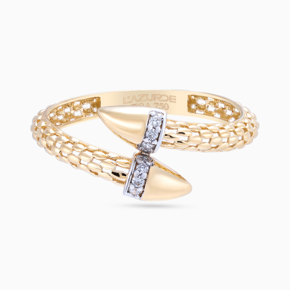 Pointy Diamond Popcorn Bypass Ring in 18K Gold Pointy Diamond Popcorn Bypass Ring in 18K Gold
