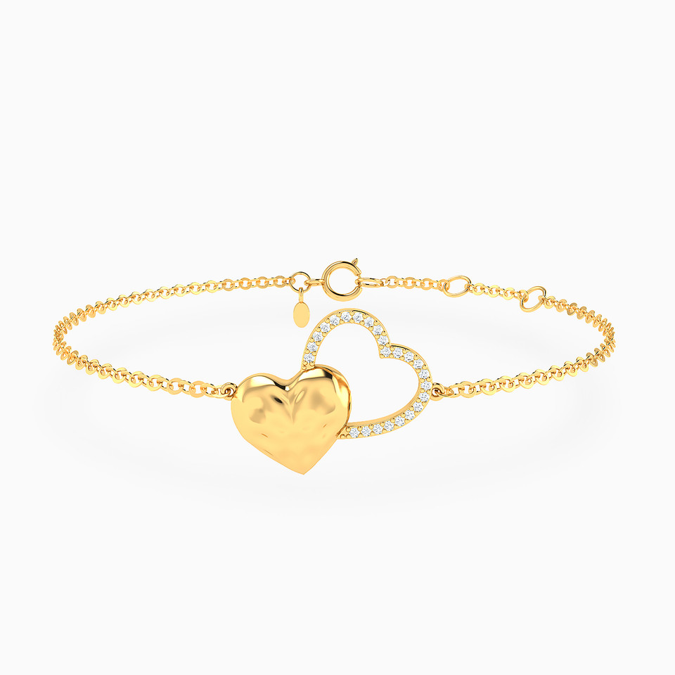 Two Hearts Diamond Chain Bracelet in 18K Gold Two Hearts Diamond Chain Bracelet in 18K Gold